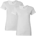 Gildan Women's Heavy Cotton Adult T-shirt, 2-pack T Shirt, White, Large US