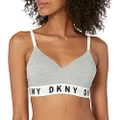 DKNY Women's Cozy Boyfriend Wirefree Pushup Bra, Heather Gray/White/Black, Small