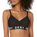 DKNY Women's Cozy Boyfriend Wirefree Pushup Bra, Black/White, XX-Large Plus