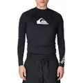 Quiksilver Men's All Time Long Sleeve Rashguard UPF 50 Sun Protection Surf Rash Guard Shirt, Black, Large US