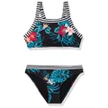 Roxy Women's Island Trip Crop Top Swimsuit Set, Anthracite BADAMI, 16