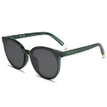 SOJOS Fashion Round Sunglasses for Women Men Oversized Vintage Shades SJ2057 with Clear Green/Grey