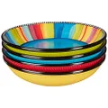 Certified International Sierra 9" Soup/Pasta Bowl, Set of 4 Assorted Designs, Multicolored