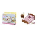 Sylvanian Families 5286 Country Bathroom Set Furniture Toy & 5019 Semi-Double Bed,Furniture 10.0 cm*12.5 cm*6.0 cm