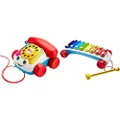 Fisher-Price Chatter Telephone, Pull Toy Phone for Walk-Along Play, Multicolor (FGW66) & Classic Xylophone, Musical Instrument Pull Toy, Multicolor