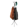 Mind Reader Coat Rack, Hall Tree, Freestanding, Coat Tree, Hat, Jacket, Purse, Metal, 14.75" L x 16.5" W x 69" H, Silver