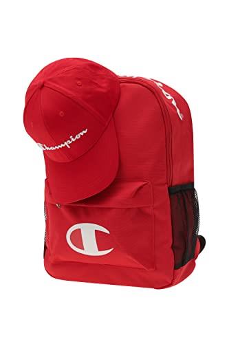 Champion Medium Backpack And Script Cap Pack, Team Red Scarlet, One Size