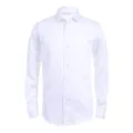 Calvin Klein Boys' Long Sleeve Sateen Dress Shirt, Style with Buttoned Cuffs & Shirttail Hem, White, 14