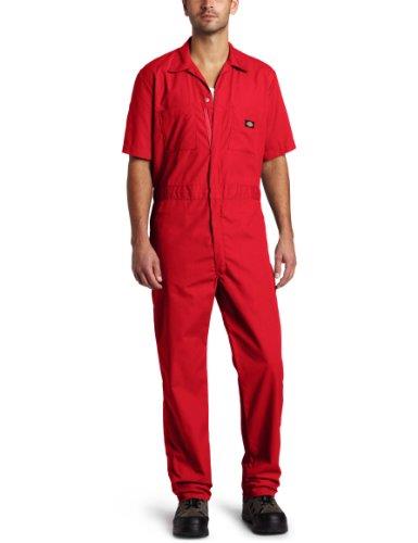 Dickies Men's Short-sleeve Coverall, Red, XX-Large Tall