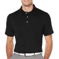 PGA TOUR Men's Airflux Solid Mesh Short Sleeve Golf Polo Shirt (Sizes S-4x), Caviar, 4X-Large Big