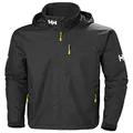 Helly Hansen Men's Crew Hooded Waterproof Windproof Breathable Rain Coat Jacket, 990 Black, X-Large