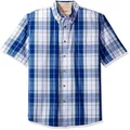 Wrangler Men's Short Sleeve Classic Plaid Button Down Shirt, Bright White, Small US