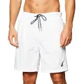 Nautica Men's Solid Quick Dry Classic Logo Swim-Trunk Fashion Swim Trunks, Bright White, Medium US
