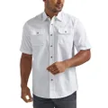 Wrangler Men's Short Sleeve Classic Twill Button Down Shirt, Bright White, Large US