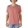 Lucky Brand Mens Venice Burnout Notch Neck Tee, Cowhide, Large
