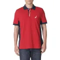 Nautica Men's Short Sleeve Color Block Performance Pique Polo Shirt, Nautica Red, Small