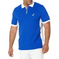 NAUTICA Men's Short Sleeve Color Block Performance Pique Polo Shirt, Bright Cobalt, 3X-Large US