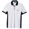 Nautica Men's Short Sleeve Color Block Performance Pique Polo Shirt, Bright White, 3X-Large