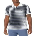 Nautica Men's Classic Fit 100% Cotton Soft Short Sleeve Stripe Polo Shirt, Bright White, X-Large