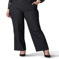 Lee Women's Plus Size Flex Motion Regular Fit Trouser Pant, Black, 18