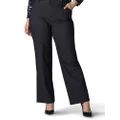 Lee Women's Plus Size Flex Motion Regular Fit Trouser Pant, Black, 18