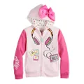 JoJo Siwa Girls Headphones 3D Bow Zip-up Hoodie Jacket Sweatshirt, Light Pink/Hot Pink, 5-6 US