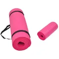 Signature Fitness All Purpose 1/2-Inch Extra Thick High Density Anti-Tear Exercise Yoga Mat and Knee Pad with Carrying Strap, Pink