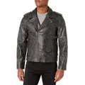 Levi's Men's Faux Leather Motorcycle Jacket, Black Stretch Pull Up, Small
