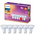 Philips WarmGlow 6 Pack Dimmable [GU10 Spot] LED Light Bulbs, 3.8 W - 50W Equivalent, 2700-2200K. for Relaxed Home Lighting