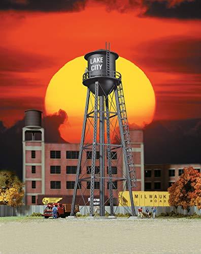 Walthers Cornerstone N Scale Model City Water Tower, 2-3/8 x 7" 6 x 17.8cm, Black,933-3832
