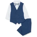 Van Heusen Baby Boys' 4-Piece Formal Set, Vest, Pants, Collared Dress Shirt, and Tie, Blue Jean, 18 Months