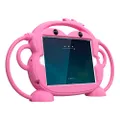 iPad Mini 1/2/3/4 Kids Case - CHINFAI [Double-Faced Monkey Series] Shockproof Handle Stand Silicone Protective Cover for Apple 7.9 inch iPad Mini 1st 2nd 3rd 4th Generation (Pink)