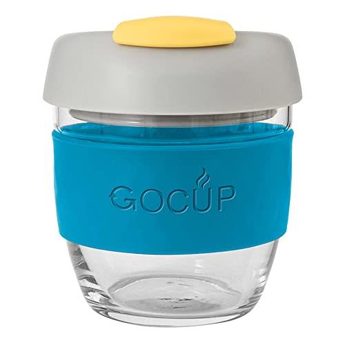 Avanti GoCup Borosilicate Glass Travel Cup, 236 ml / 8 Oz, Blue/Grey/Yellow