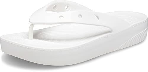 Crocs Women's Classic Platform Flip, White, US 11