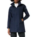 Helly Hansen Women's Aden Waterproof Windproof Breathable Long Length Packable Hood Rain Coat Jacket, 597 Navy, X-Large