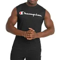 Champion Mens Muscle T-Shirt, Cotton Tee, Jersey Tee (Reg. Or Big & Tall) Shirt, Black Script, X-Large US