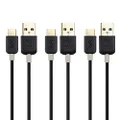 Cable Matters 3-Pack USB to USB C Charging Cable 3.3 ft with 3A Fast Charging in Black for iPhone 15, Samsung Galaxy S23 Ultra, S23, S22 Note 20, LG G8, Google Pixel 7a, iPad Pro, Nintendo Switch