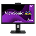 ViewSonic VG2440V 24 Inch 1080p IPS Video Conferencing Monitor with Integrated 2MP -Camera, Microphone, Speakers, Eye Care, Ergonomic Design, HDMI DisplayPort VGA Inputs for Home and Office,Black