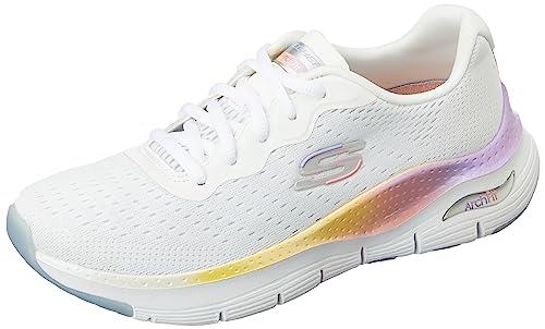 Skechers Women's Arch Fit - Power Step Lace-Up Sneaker, White/Multi, US 9