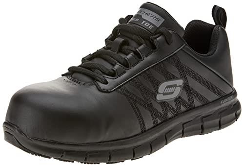 Skechers Women's Sure Track - Martley Slip Resistant Lace-Up Steel Toe Sneaker, Black, US 7.5