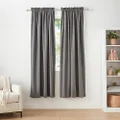 Amazon Basics Room Darkening Blackout Window Curtains with Tie Backs Set - 133 x 214 centimeters,, Dark Gray, 2 Panels
