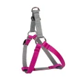 Dingo Dog Harness with Plastic Buckle Easy Wearing, Handmade of Material Hot Pink, Silver Contrast 94657