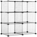 Amazon Basics 6-Cube Wire Grid Storage Shelves, 0.36m x 0.36m Stackable Cubes, Black