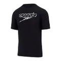 Speedo Men's Printed Short Sleeve Swim Tee, Black/White, Large