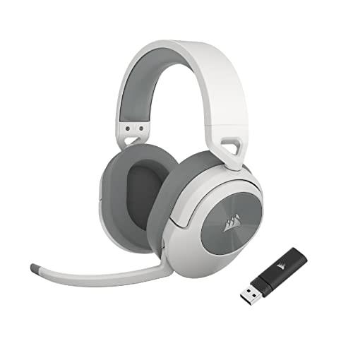CORSAIR HS55 Wireless Gaming Headset - Low-Latency 2.4GHz Wireless or Bluetooth®, Dolby® Audio 7.1 Surround Sound, Lightweight, Omni-Directional Microphone, On-Ear Audio Controls - White