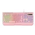Laser PC Gaming Keyboard RGB LED Wired Full Size Keyboard Backlit RGB, 104 Keys, 9 Multimedia Keys, Anti Ghosting, Pink