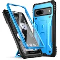 Poetic Revolution Series Case Designed for Google Pixel 7 5G with Built-in Screen Protector, Work with Fingerprint ID, Full Body Rugged Shockproof Protective Cover Case with Kickstand, Light Blue