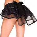 MUSIC LEGS Women's Long Back Mulit Layer Ribbon Trim Skirt, Black/Black, One size