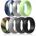 ThunderFit Silicone Rings, 7 Pack Wedding Bands for Men - 8.7 mm wide (13.5-14 (23.02mm))