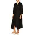 Natori Shangri La Long Robe with Kimono Sleeves, Bathrobe for Women, Black, Large